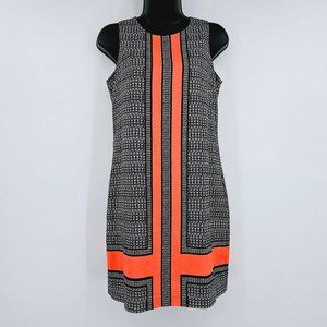 Vince Camuto Crossroad Panel Shift Dress 4 P Sleeveless Tank Black White Orange